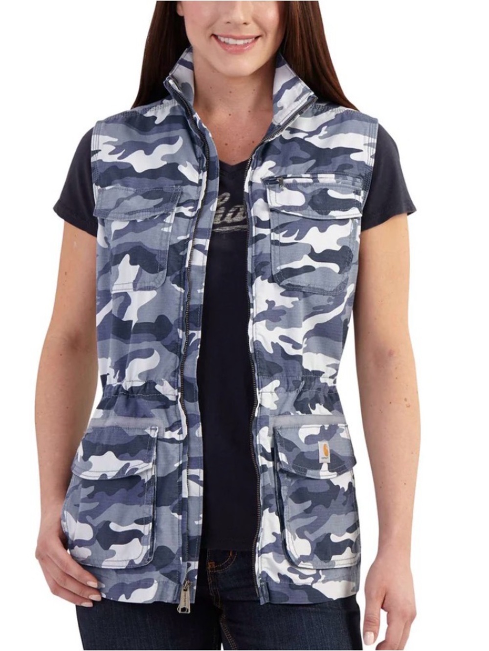 Carhartt Women's Blue Camo Utility Vest Small 4/6